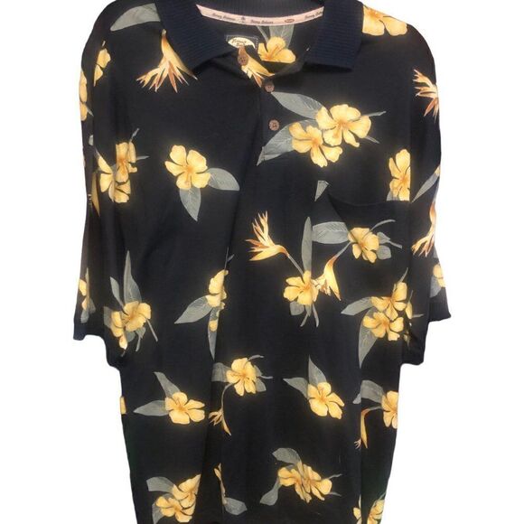 Men’s Tommy Bahama Men’s Yellow Floral Casual Polo Vacation Shirt Size Large - Picture 1 of 4